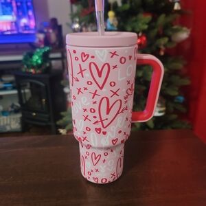 Love-Themed Pink and Red Tumbler